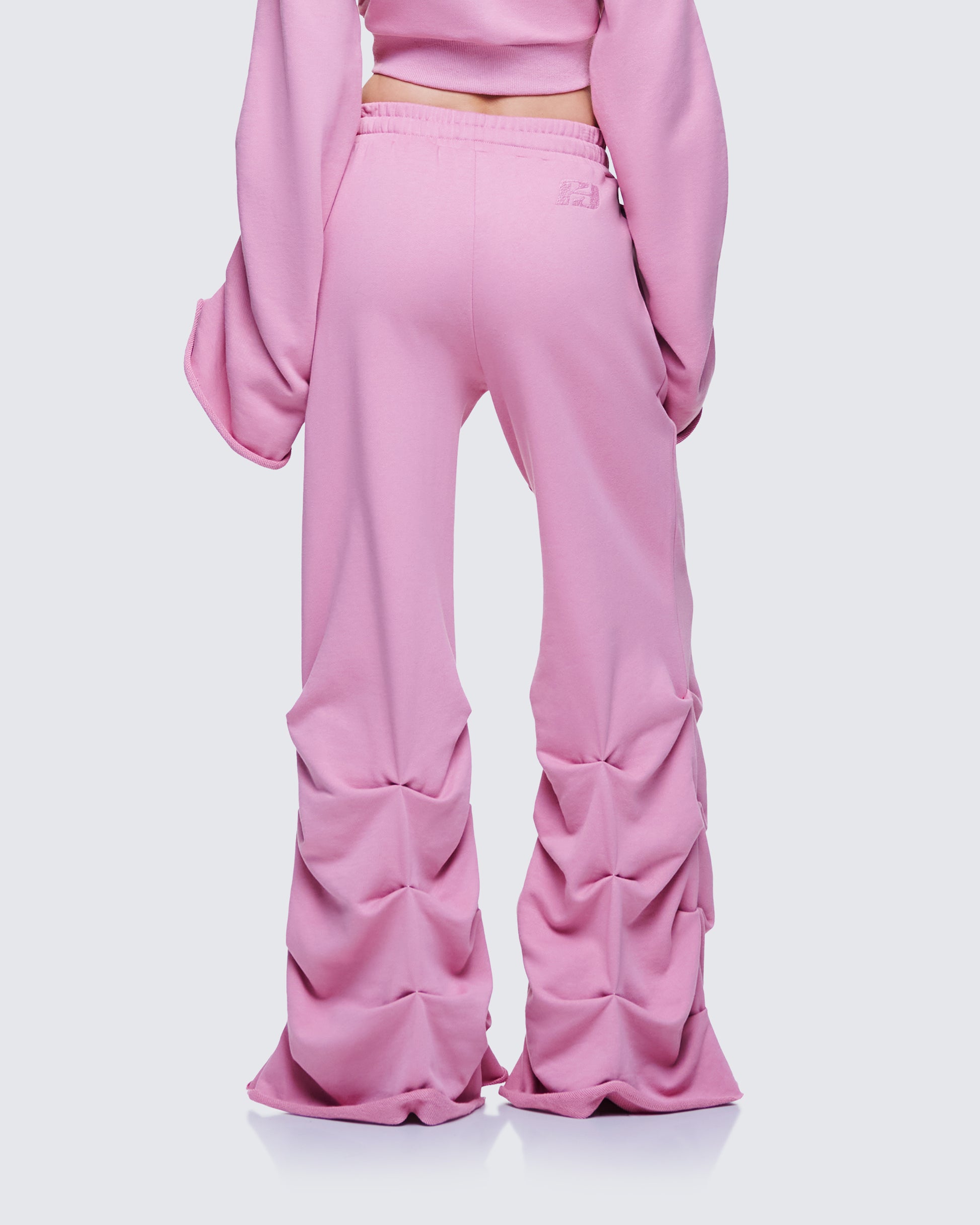 Una Pink Stacked Leg Toggle Sweatpant