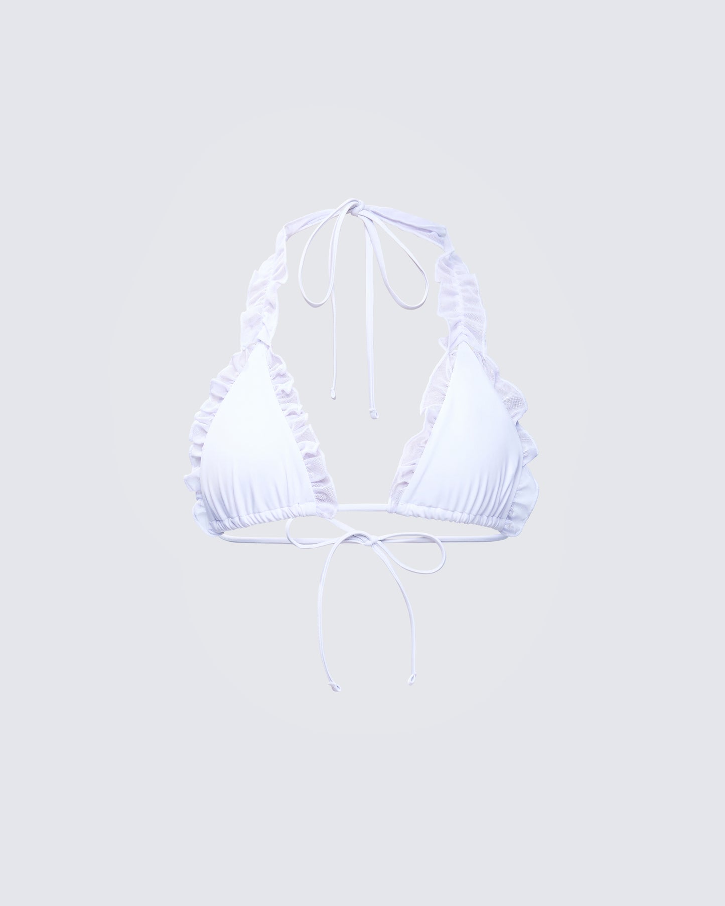 Monroe White Ruffle Bikini Top
