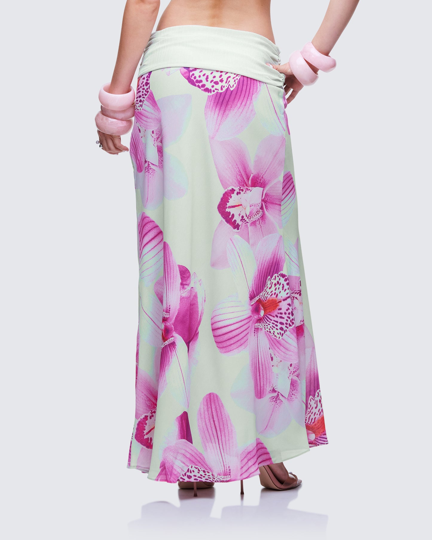 Alexis Printed Green Maxi Skirt