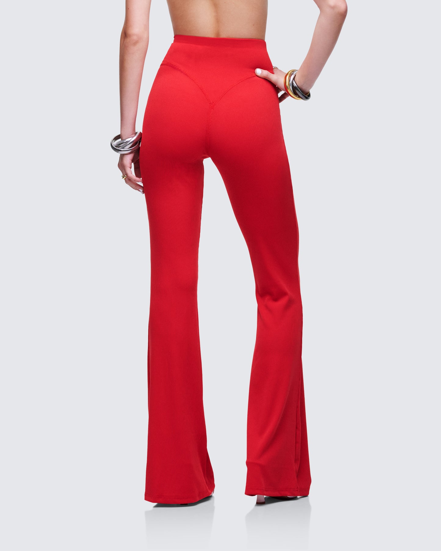 Cambree Red Ribbed Flare Legging