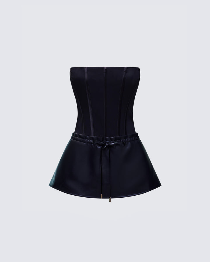 Black Corset Top and Skirt Set - Strapless Two-Piece FINESSE Black Corset Top and Skirt Set - Strapless Two-Piece FINESSE