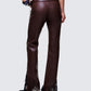 Liora Brown Vegan Leather Laced Pants