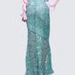 Delancy Blue Embroidered Midi Skirt