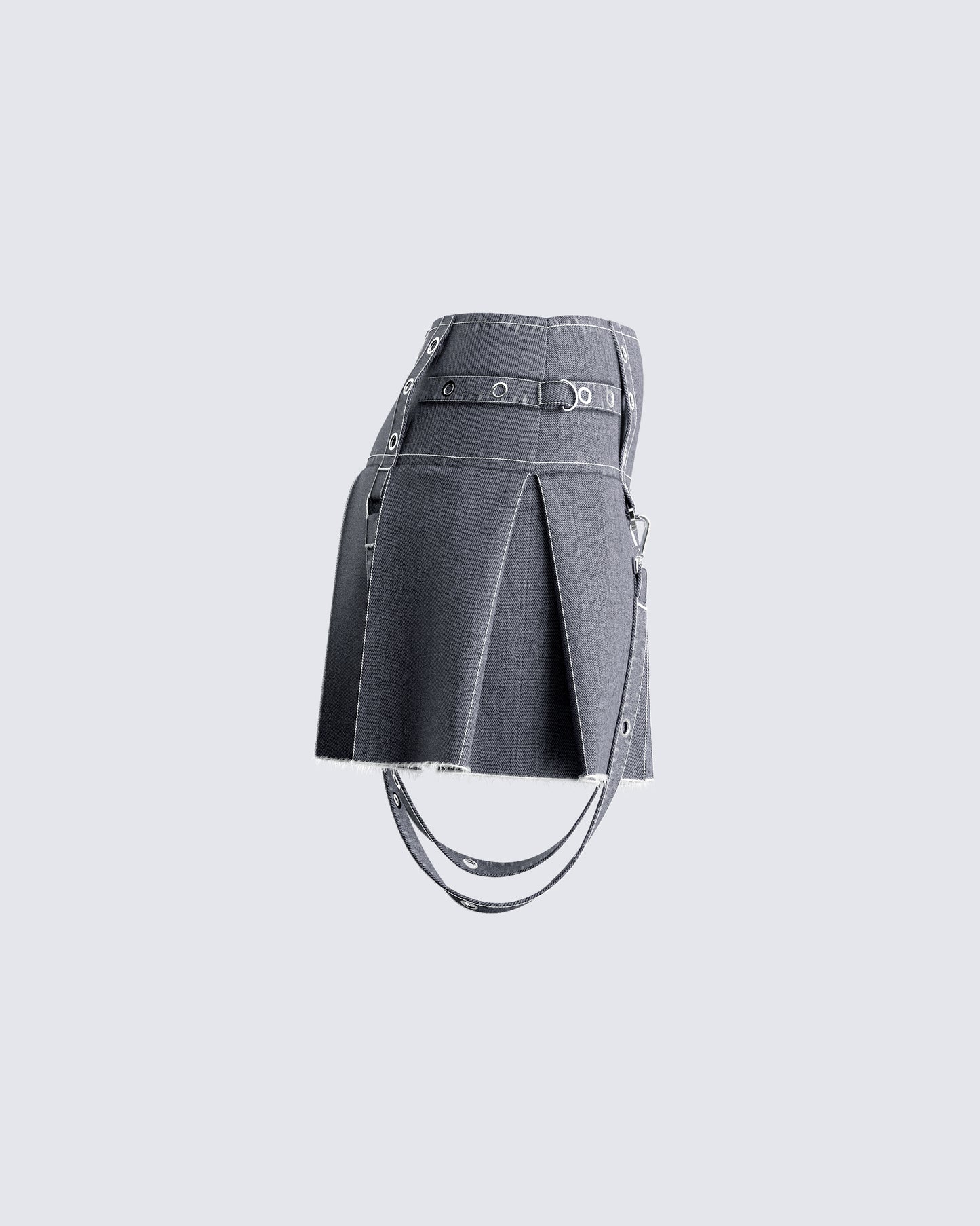 Dina Grey Denim Pleated Mini Skirt