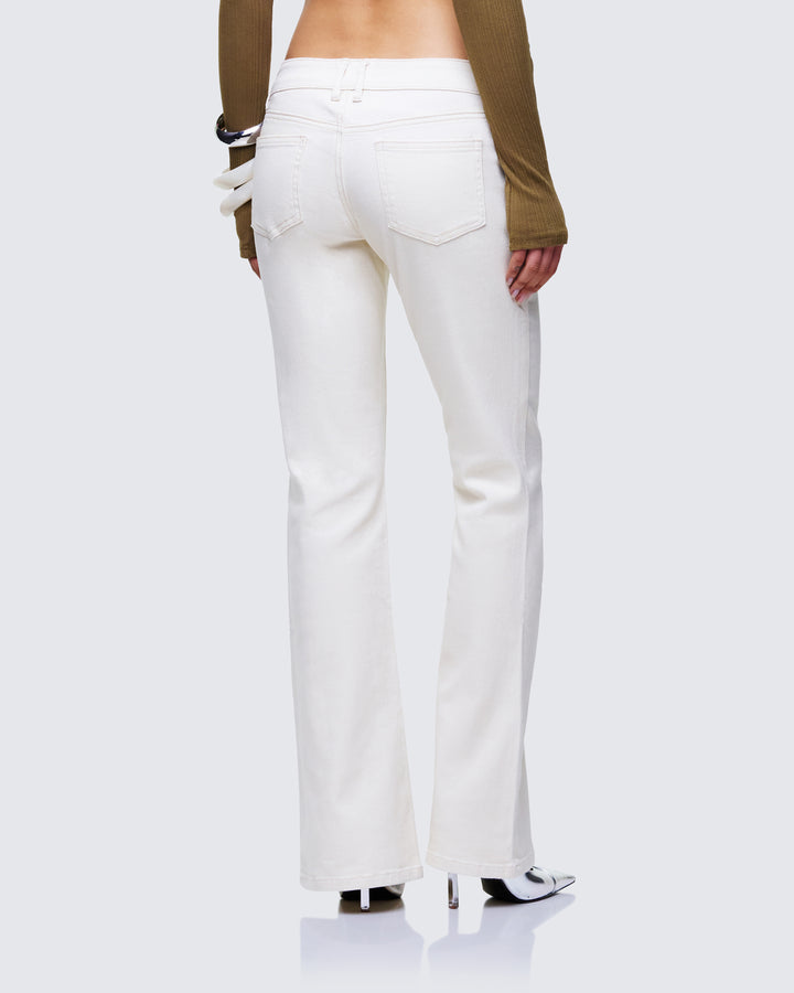 Abiola Ivory Denim Lace Up Jeans