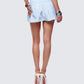 Women's blue mini skirt close-up detail – FINESSE