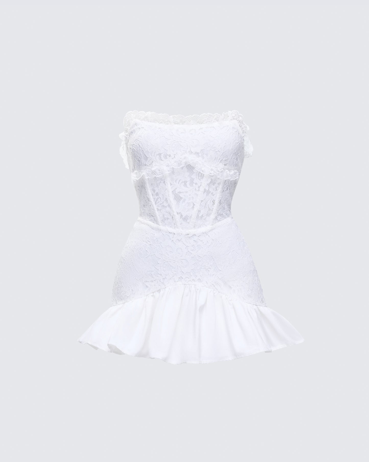 white lace mesh corset drape mini dress White Lace Lure Corset Mini Dress