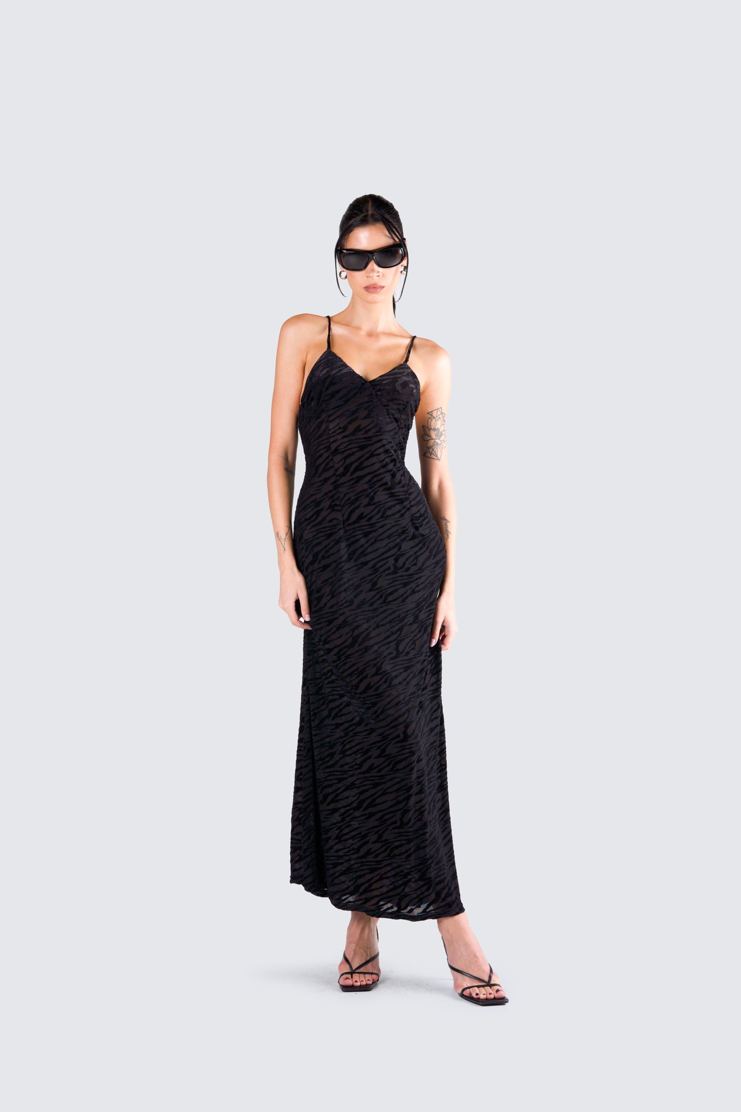 Santana Black Mesh Maxi Dress