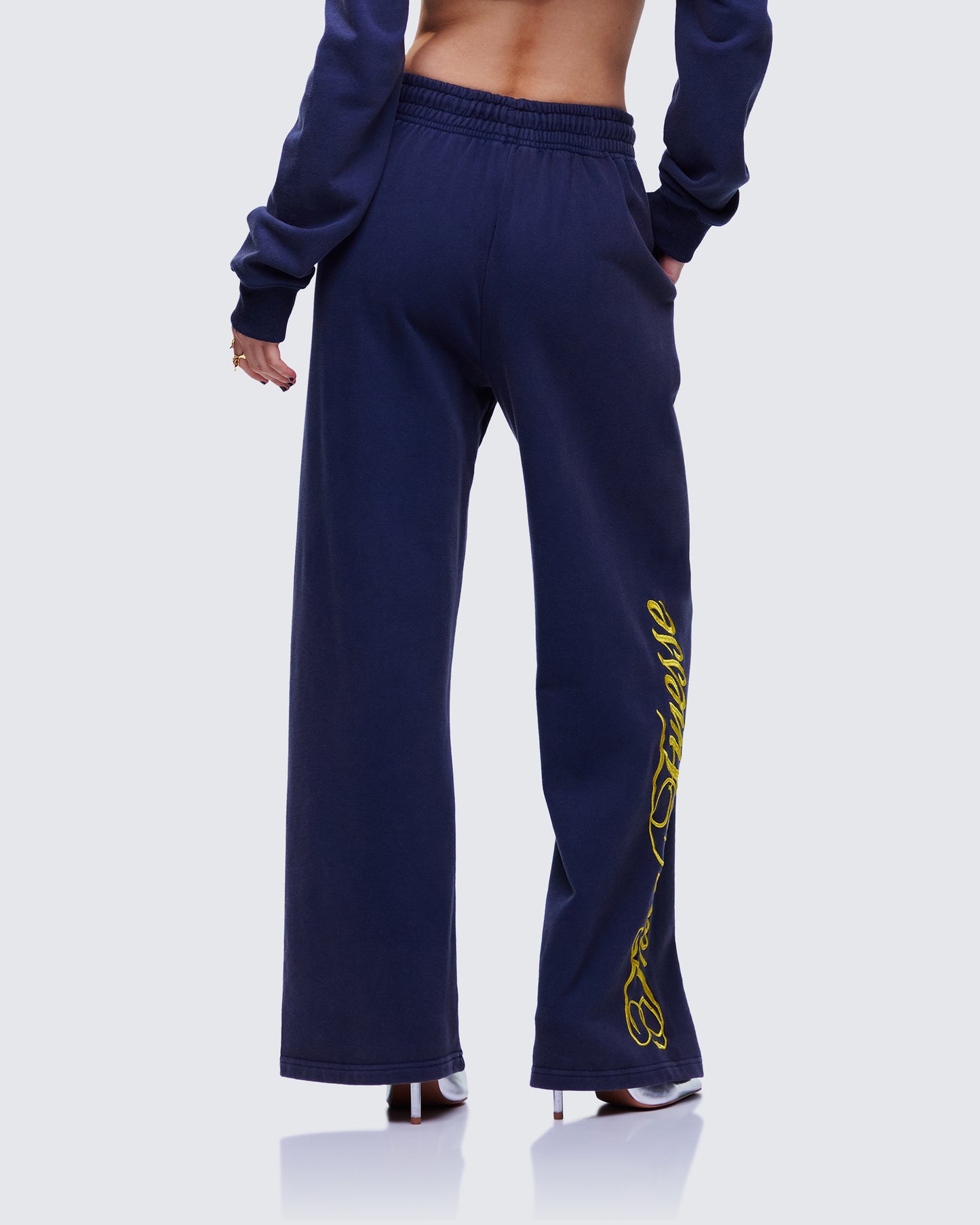 Kamilah Blue Acid Wash Wide Leg Sweat Pant