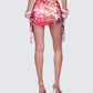 Cece Orange Printed Ruched Mini Skirt