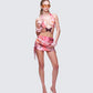 Cece Orange Printed Ruched Mini Skirt
