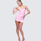 Saranna Pink Satin Micro Mini Skirt