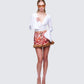 Suha Multi Print Fur Trim Micro Skirt