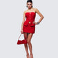 Women's red mini skirt alternate angle – FINESSE