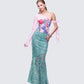 Delancy Blue Embroidered Midi Skirt