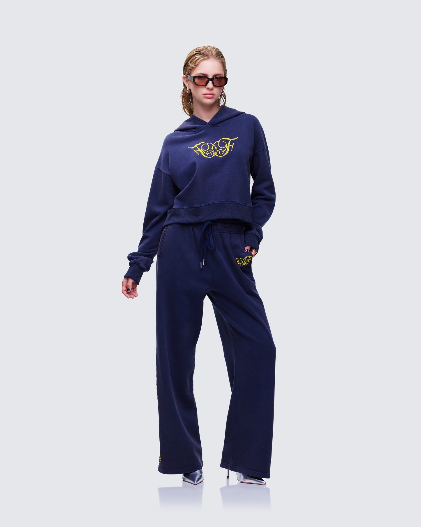Kamilah Blue Acid Wash Wide Leg Sweat Pant