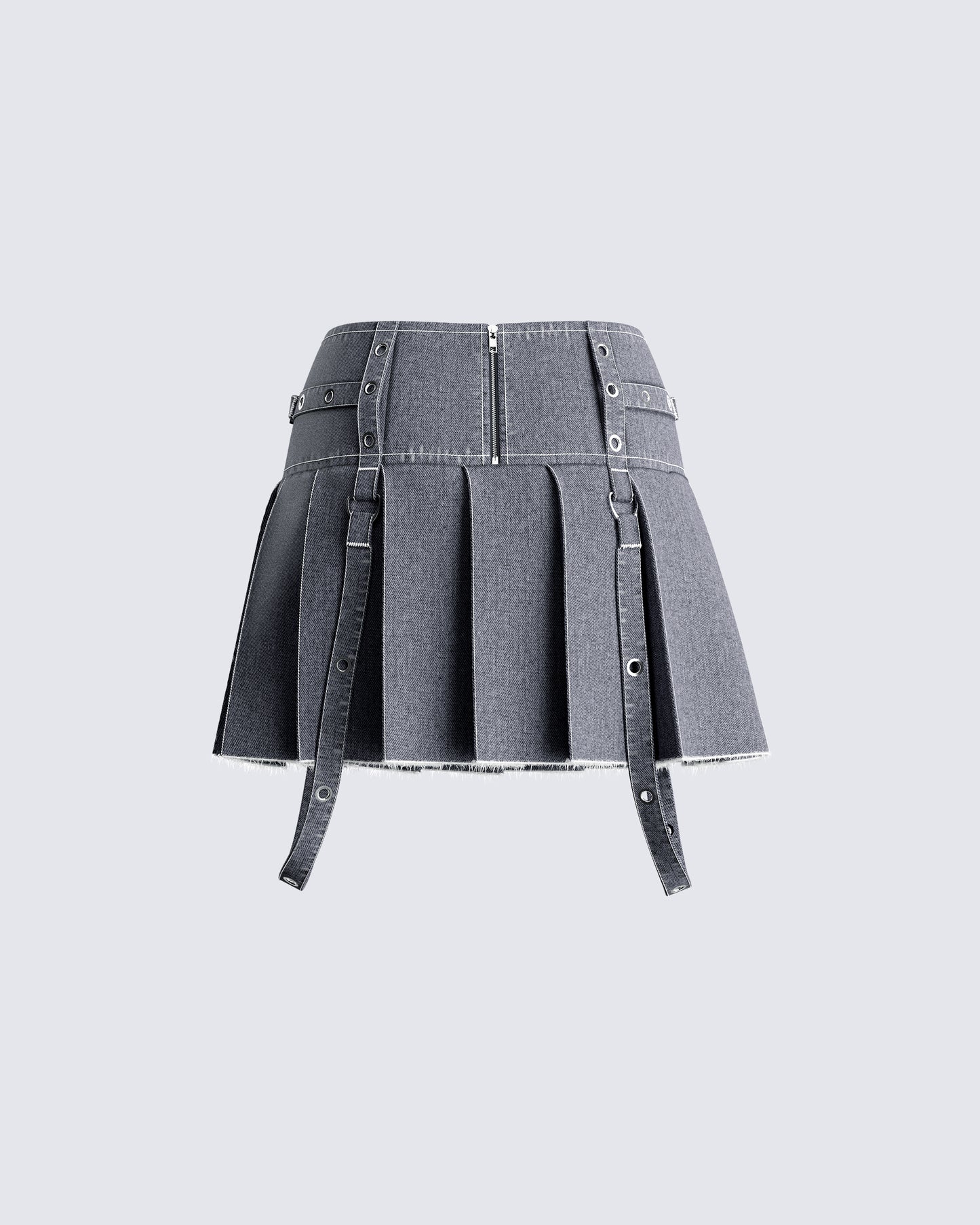 Dina Grey Denim Pleated Mini Skirt