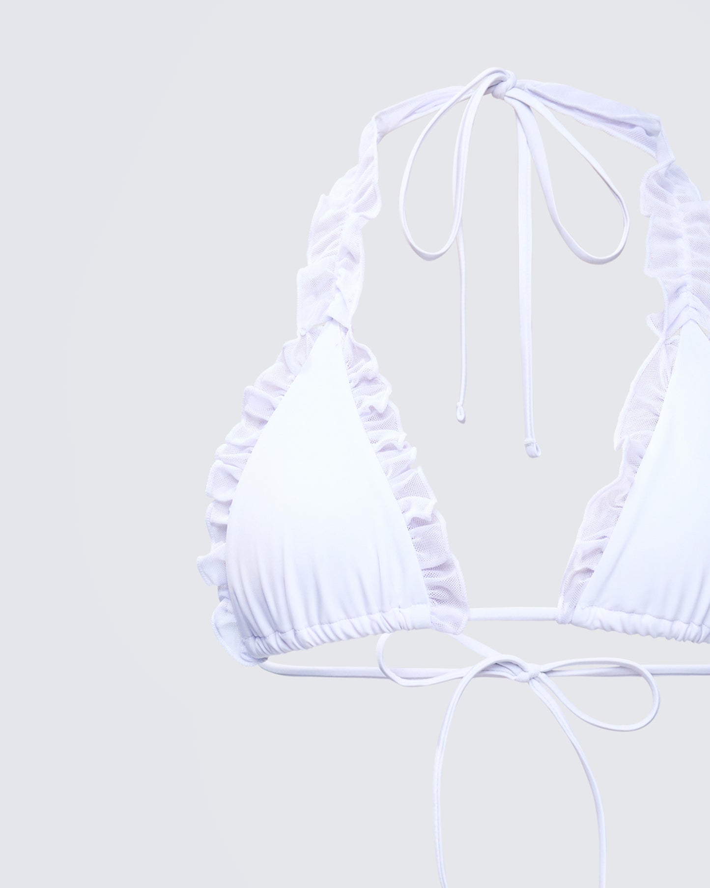 Monroe White Ruffle Bikini Top