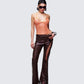 Liora Brown Vegan Leather Laced Pants