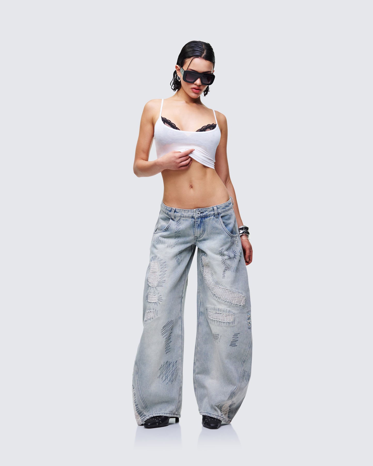 Women's gray cotton bottoms alternate angle – FINESSE