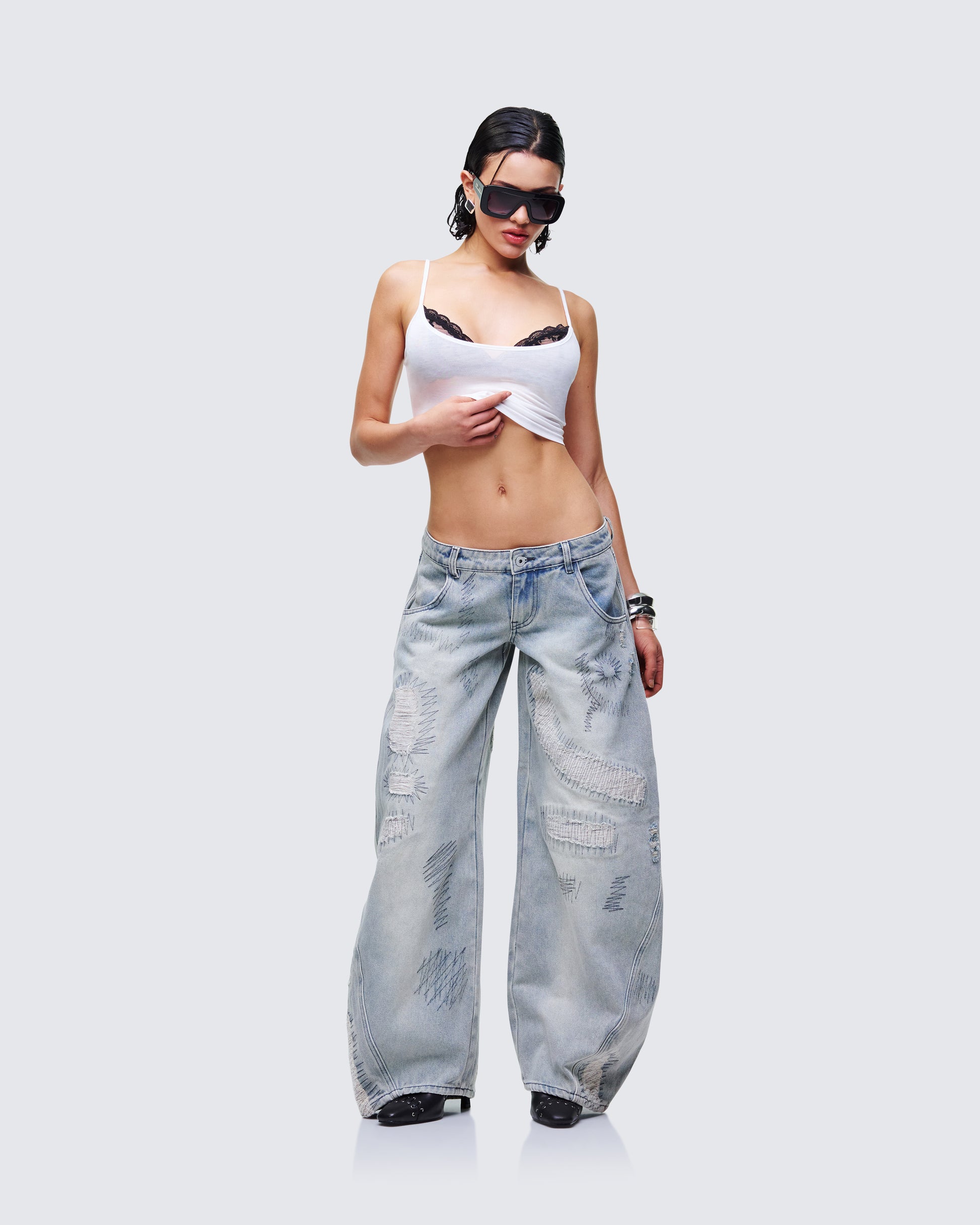 Women's gray cotton bottoms alternate angle – FINESSE