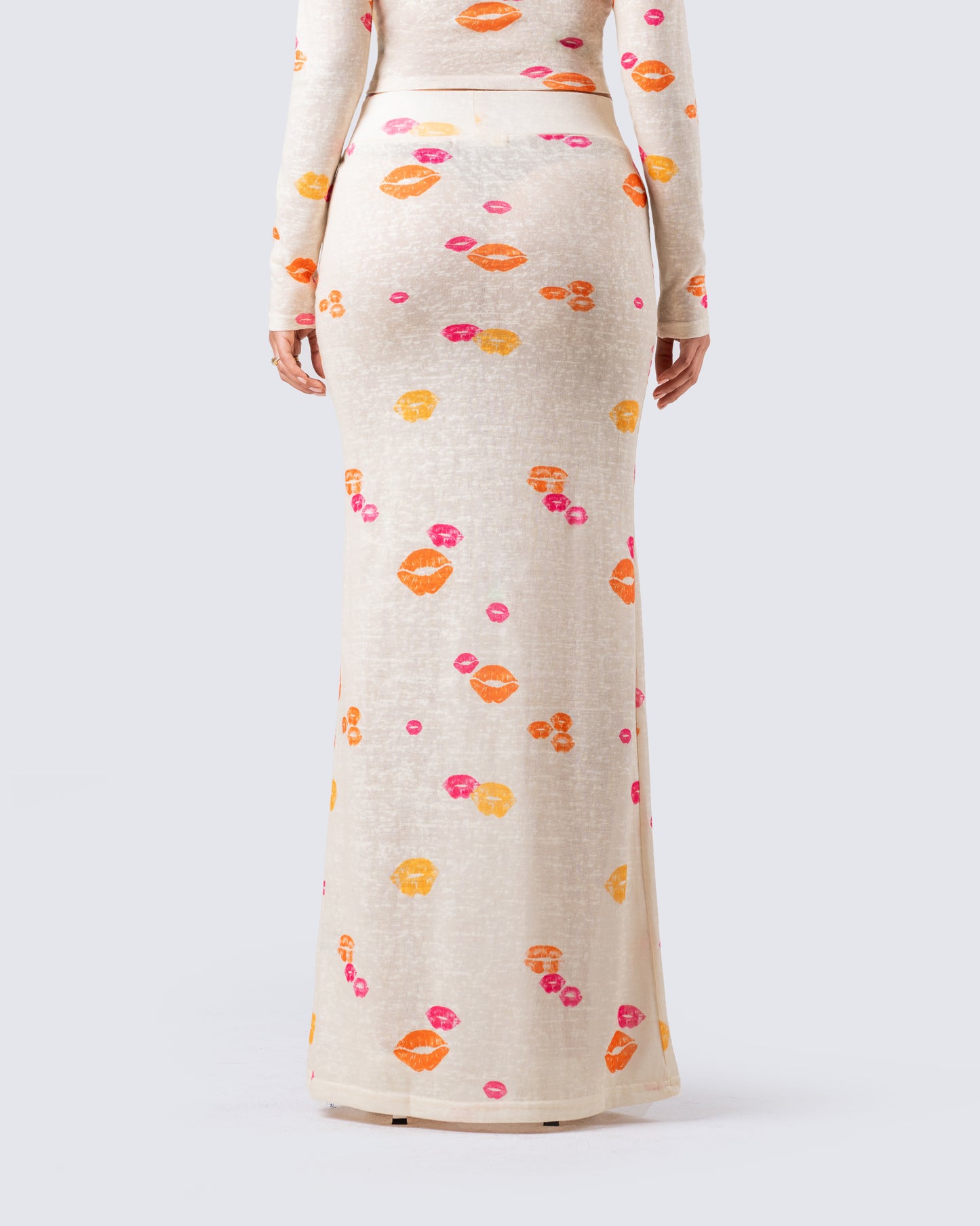 Aba Kiss Print Maxi Skirt