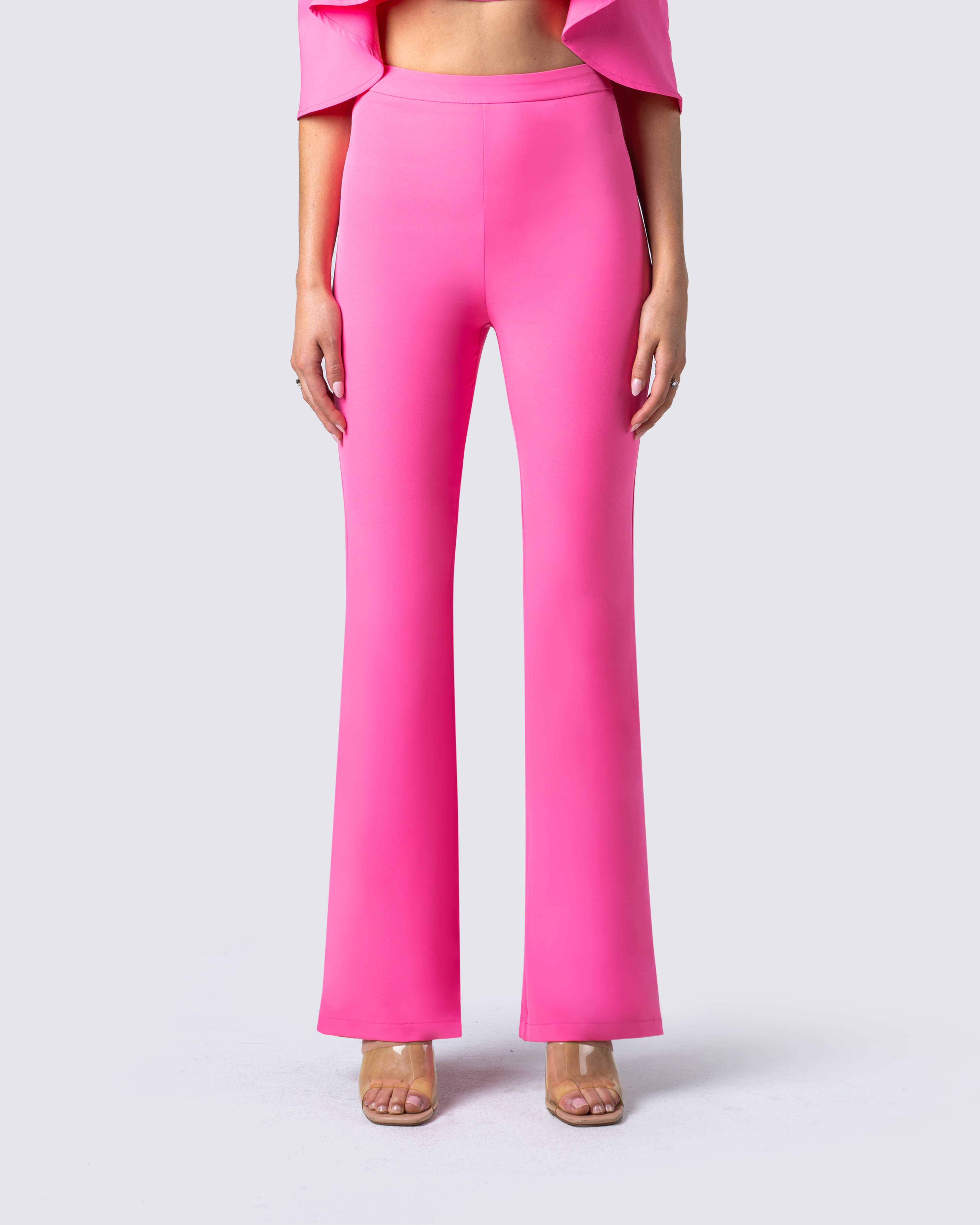 Pink Heart High Waist Flare Pants Hippie Summer Love Trousers Bell Bottom  Jeans | eBay