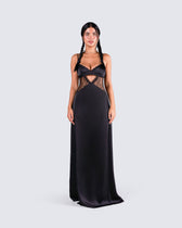 Mei Black Lace Insert Maxi Dress – FINESSE