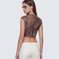 Kano Brown Vegan Leather Cutout Top