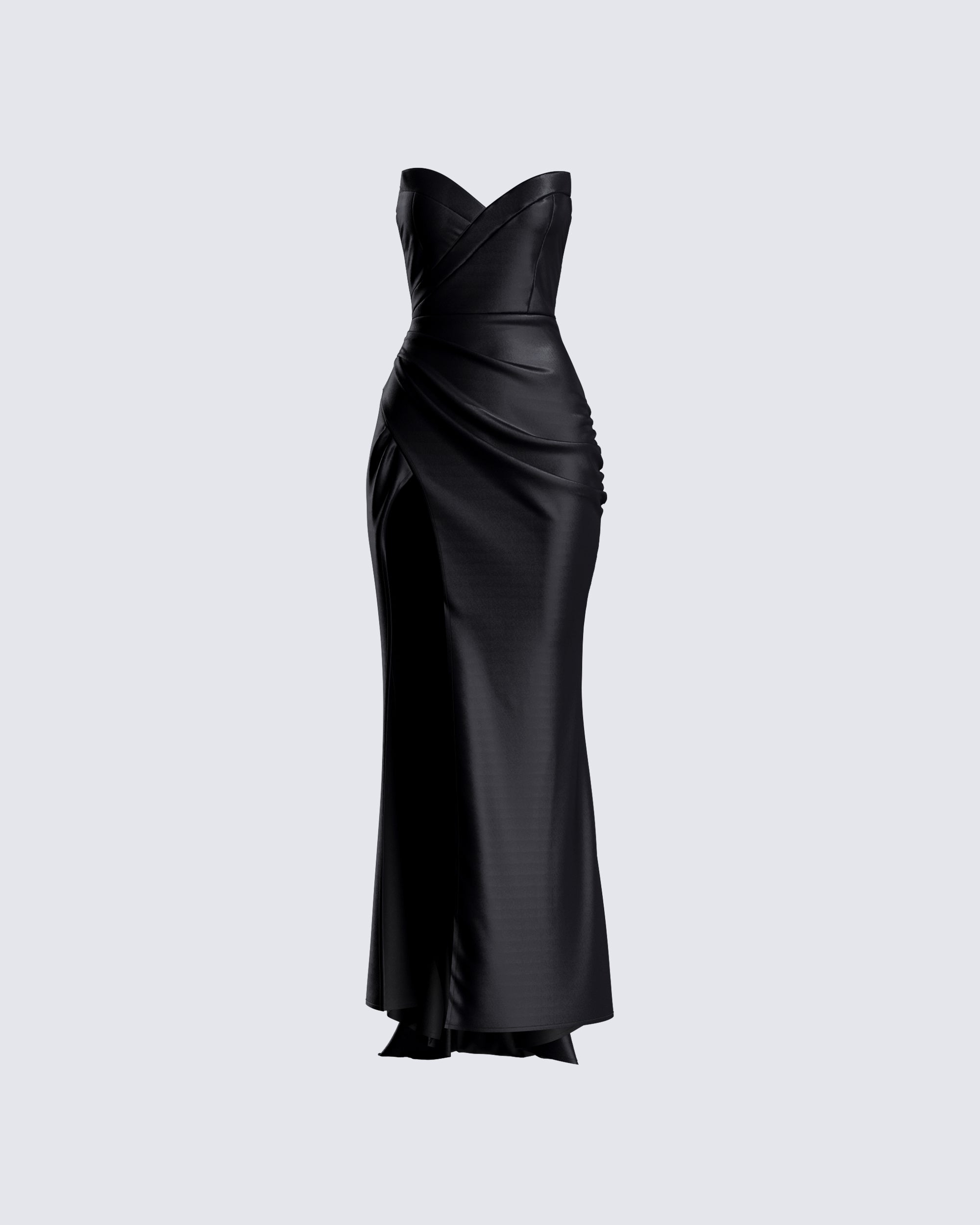 black satin strapless dress Stacees 2026 Slim Boned-Corset Long Slit Prom and the lace Black Strapless Satin Corset Dress