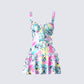 Odelle Printed Satin Ruffle Dress 3d product front