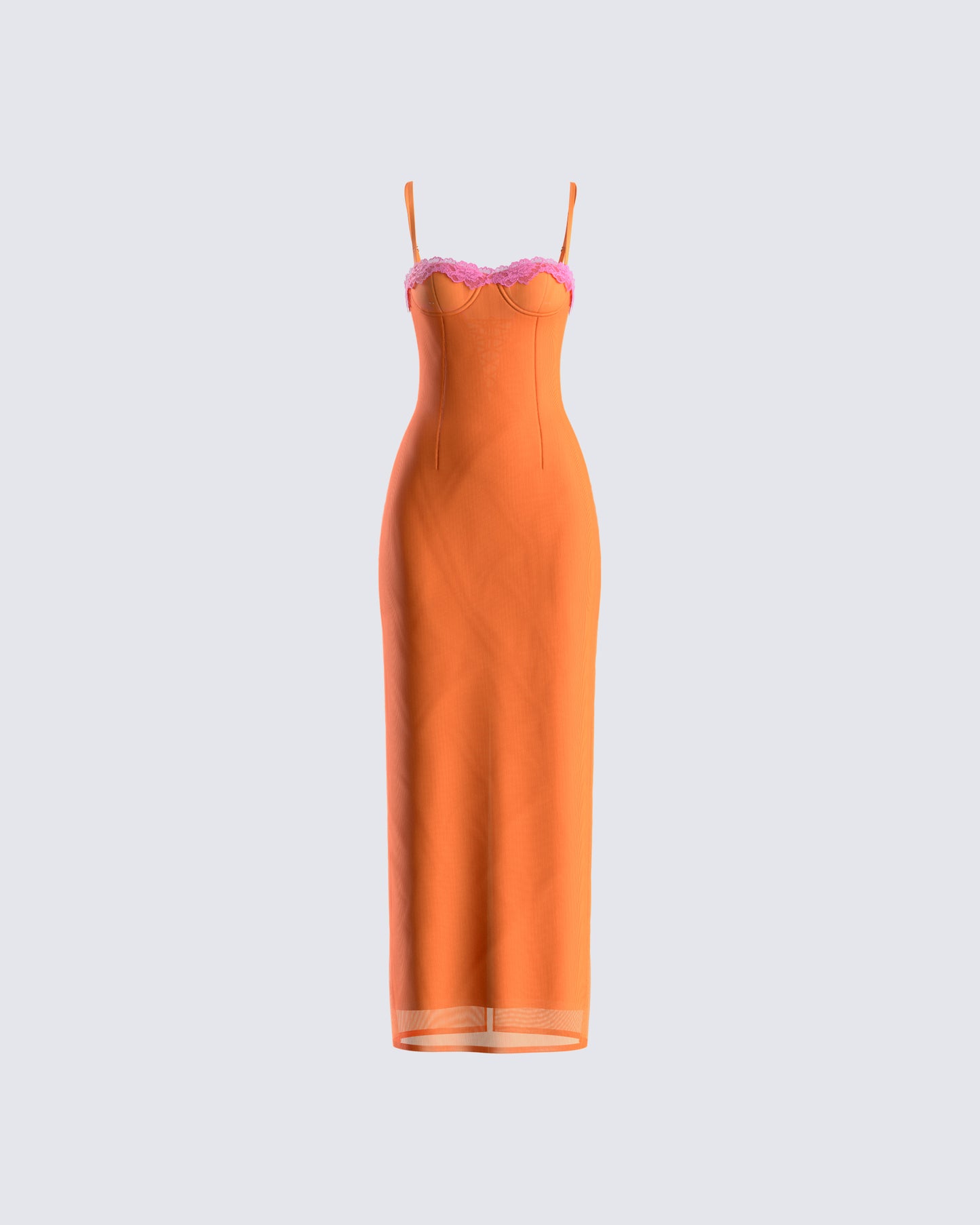 Ayesha Orange Mesh Maxi Dress