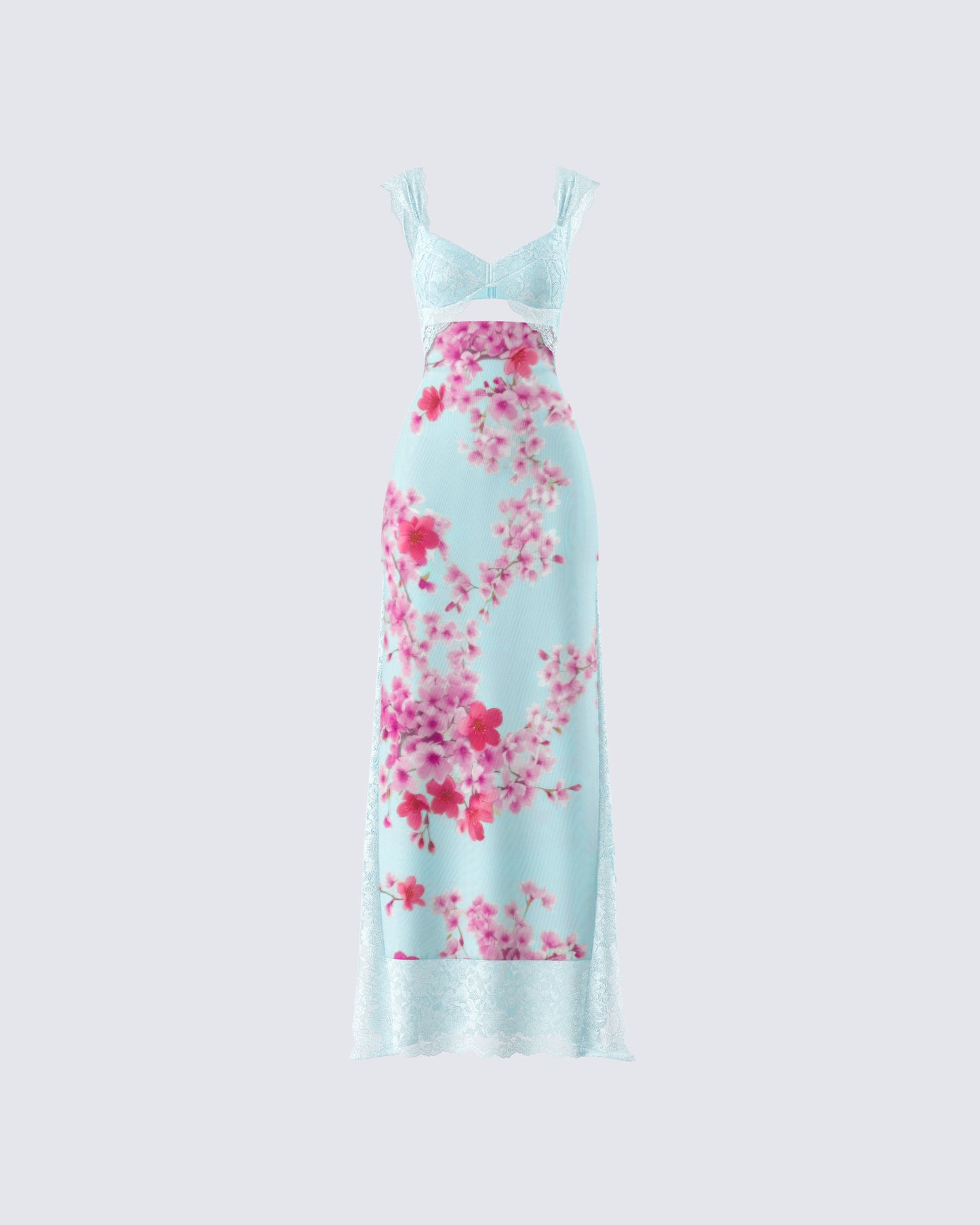 Ryliana Green Floral Mesh Maxi Dress