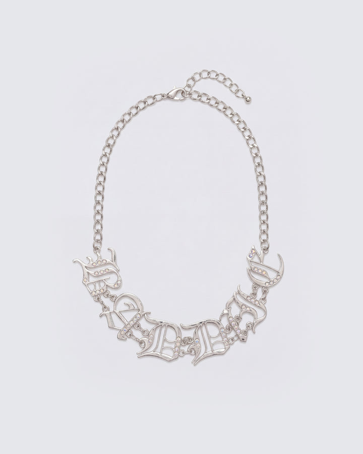 Evania Silver Baddie Diamante Choker