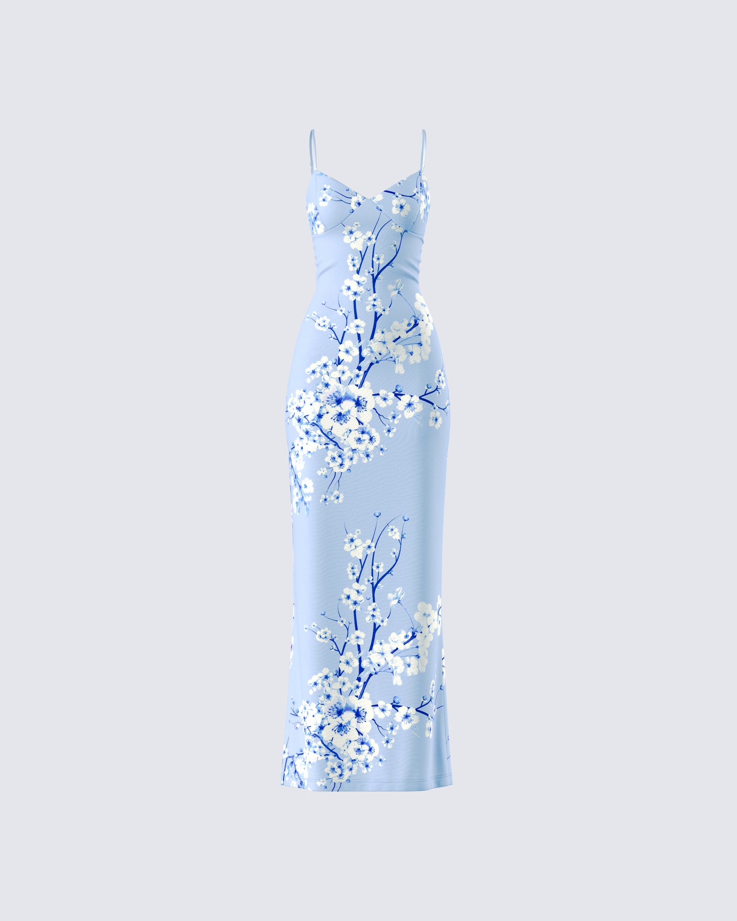 Azura Blue Floral Bodycon Maxi