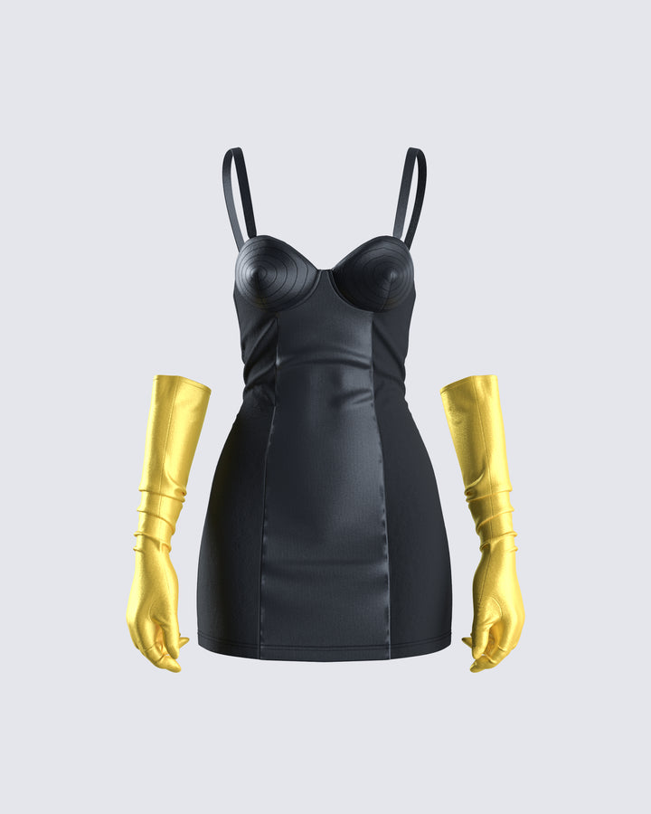 Black Mini Dress with Neon Green Trim - Bodycon Party FINESSE Black Mini Dress with Neon Green Trim - Bodycon Party FINESSE