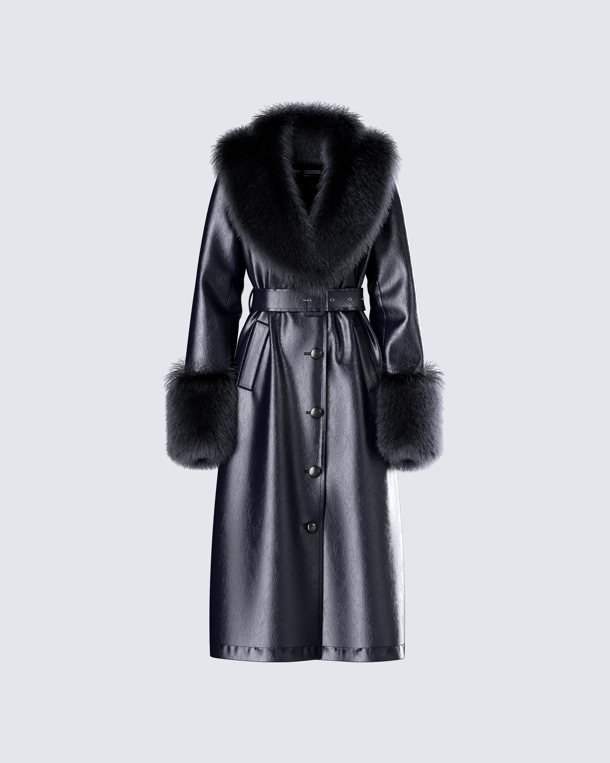 Willa Black Vegan Fur Leather Coat – FINESSE