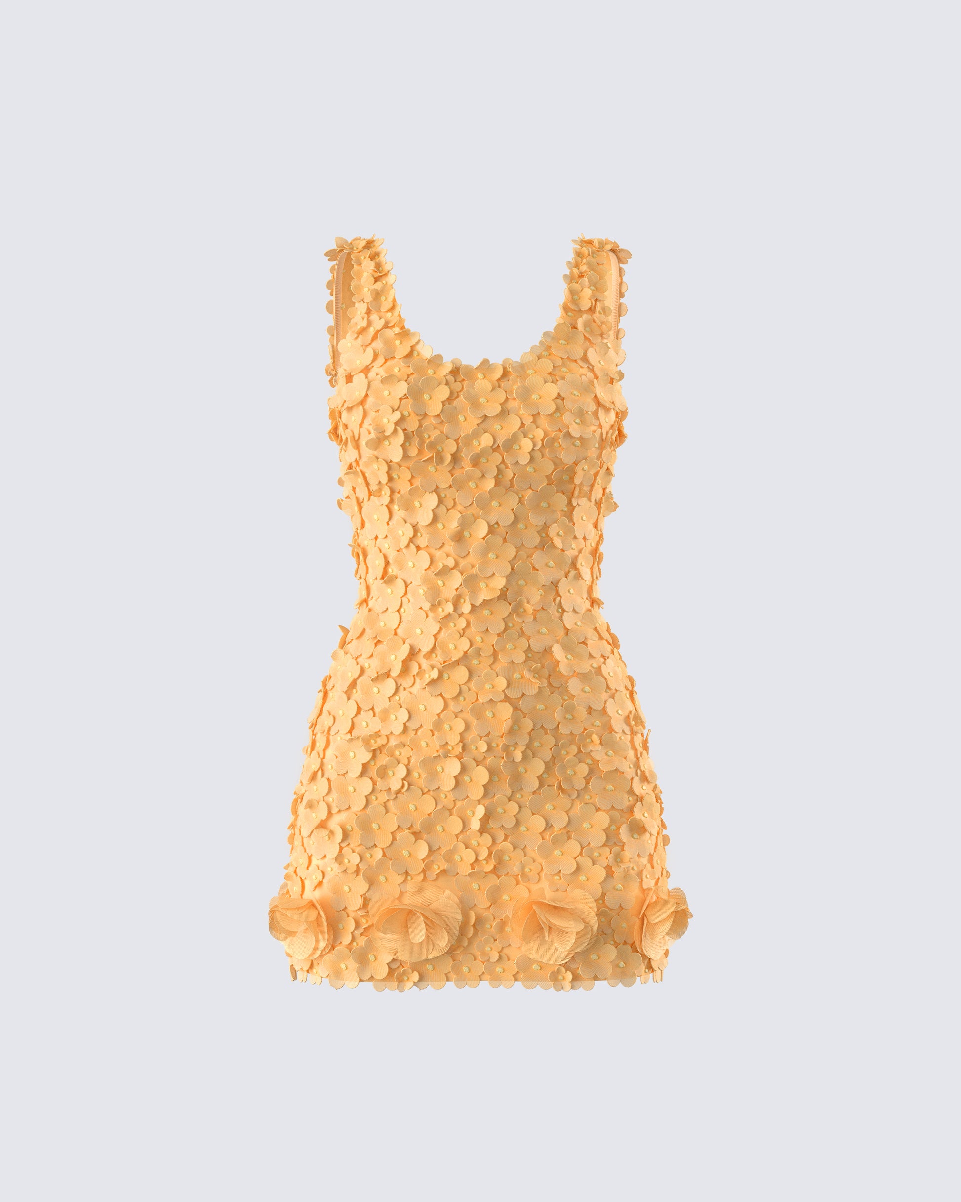 Orange Petal Applique Mini Dress - Party Cocktail FINESSE Orange Petal Applique Mini Dress - Party Cocktail FINESSE