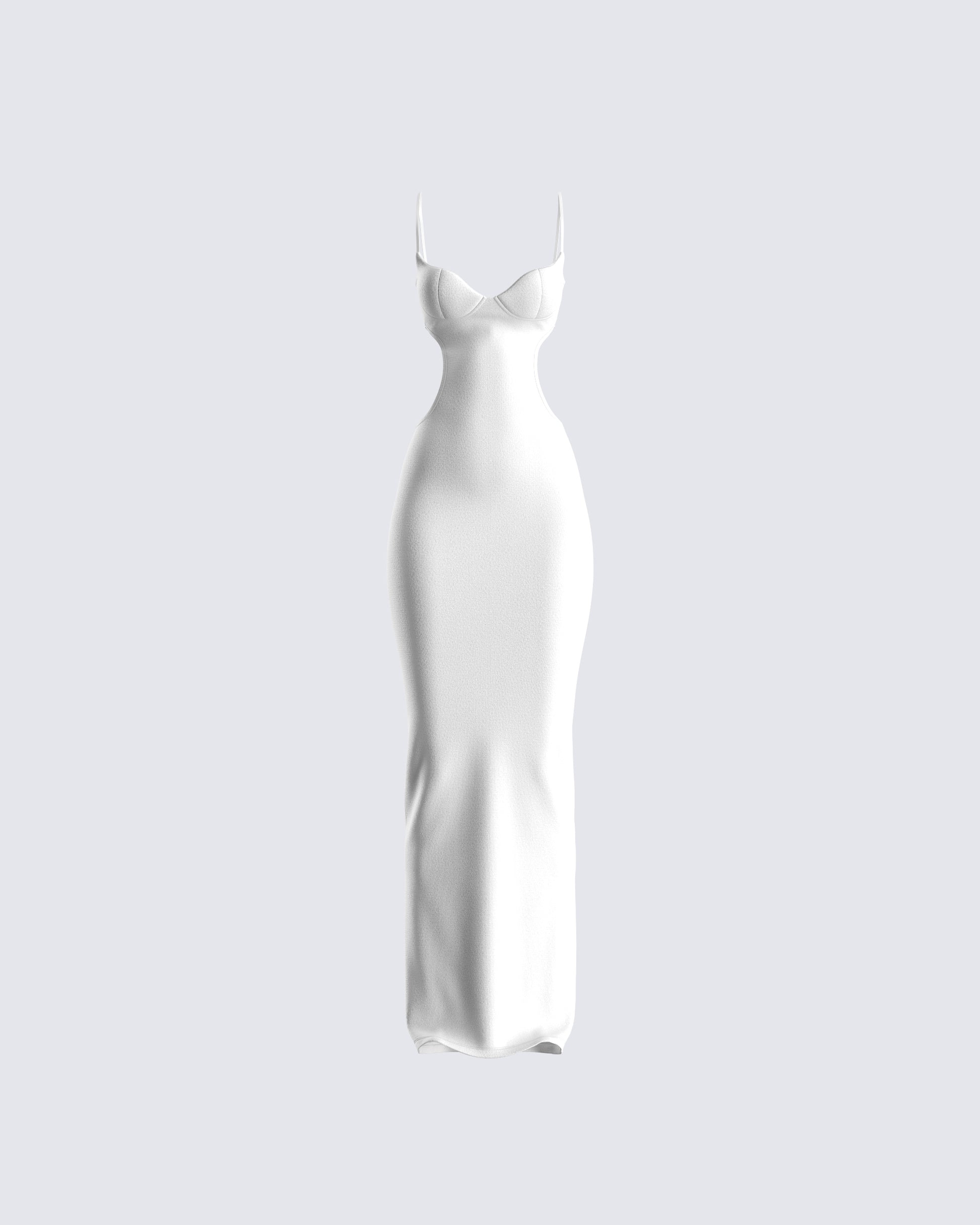 White Cut Out Maxi Dress - Bodycon Formal Evening FINESSE White Cut Out Maxi Dress - Bodycon Formal Evening FINESSE