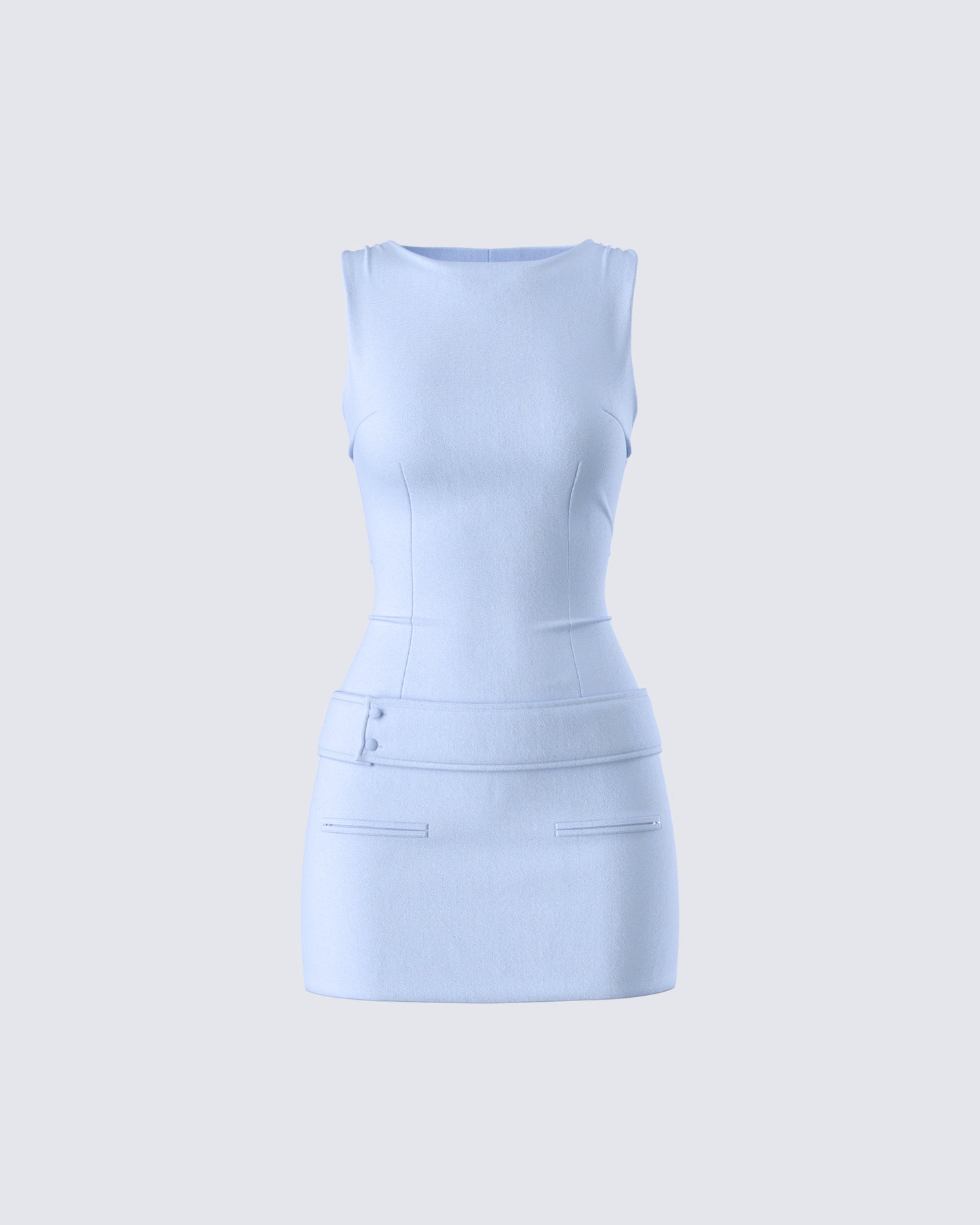 Matiyah Light Blue Belted Micro Mini Dress