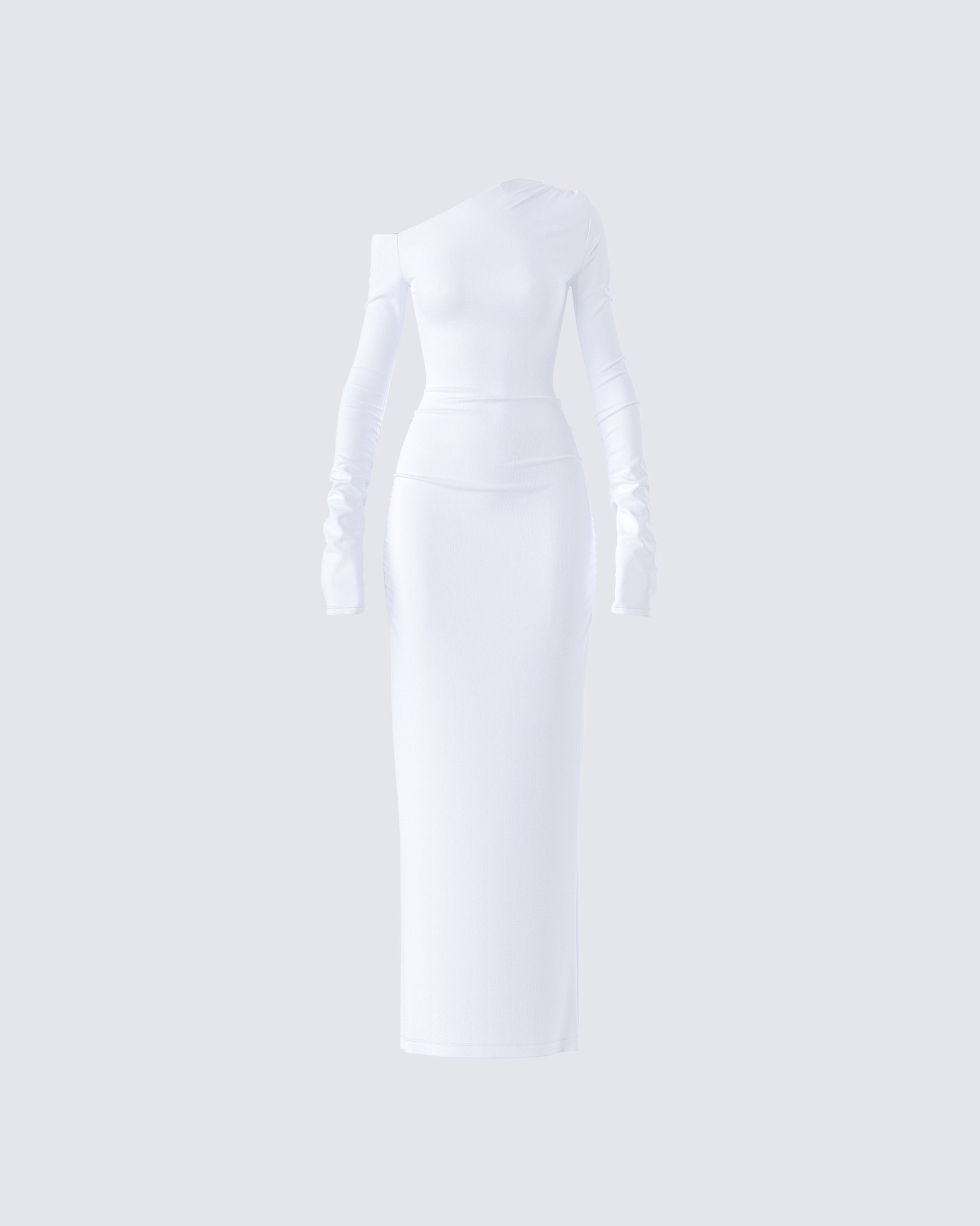 White Off Shoulder Maxi Dress - Bodycon Long Sleeve FINESSE White Off Shoulder Maxi Dress - Bodycon Long Sleeve FINESSE