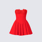 Sarai Red Lace Applique Mini Dress