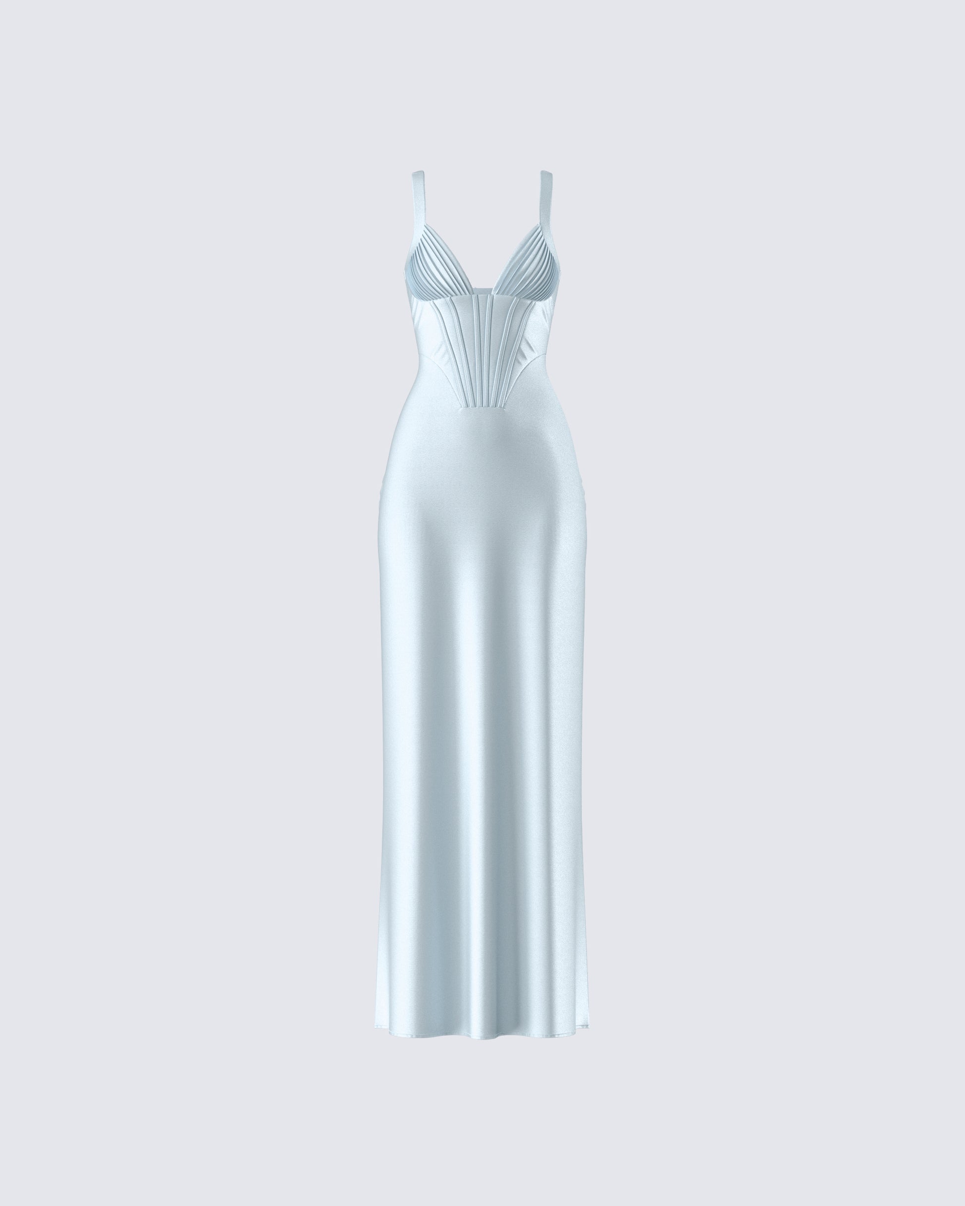 Teal Satin Corset Maxi Dress - Formal Gown FINESSE Teal Satin Corset Maxi Dress - Formal Gown FINESSE