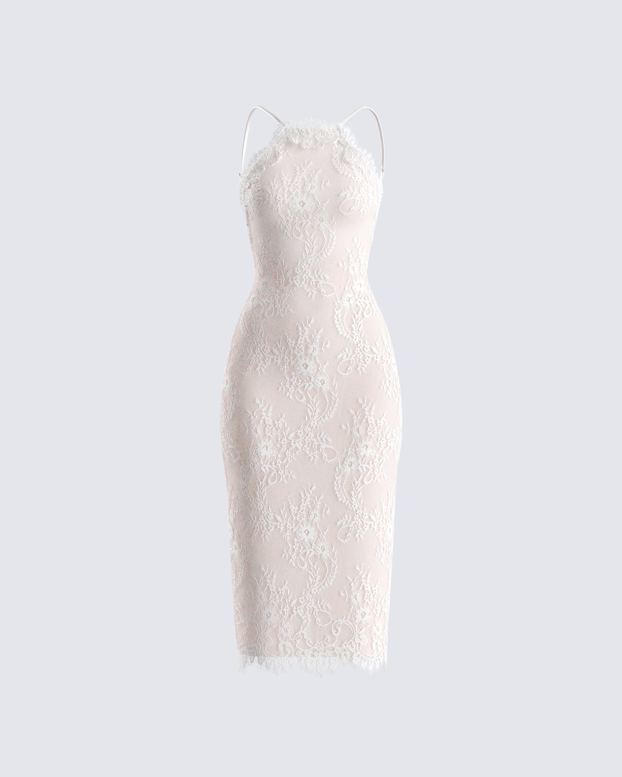 Tyra Ivory Lace Halter Midi Dress – FINESSE