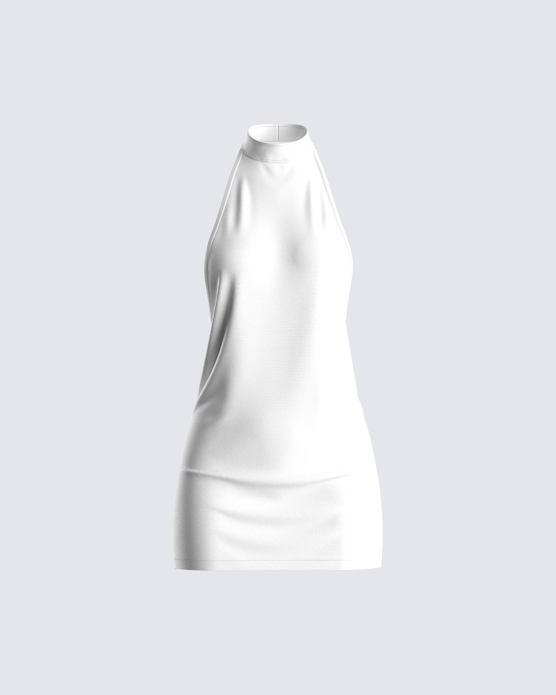 White Halter Mini Dress - Bodycon Party Dress FINESSE White Halter Mini Dress - Bodycon Party Dress FINESSE