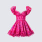 Eni Pink Floral Organza Mini Dress