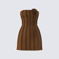 Ruby Brown Strapless Mini Dress