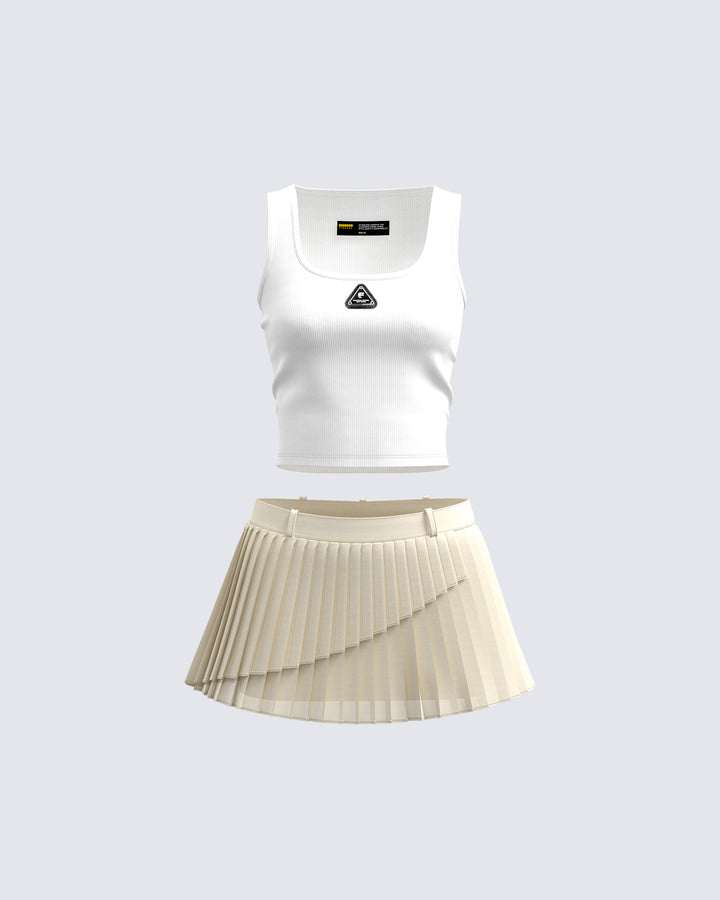 Mansa Cream Crepe Pleat Skirt – FINESSE