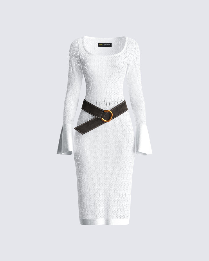 ivory sweater dress womens Mirth Jackson Ivory Sweater Dress with Deep V-Neck