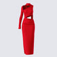 Gabrielle Red Jersey Midi Dress